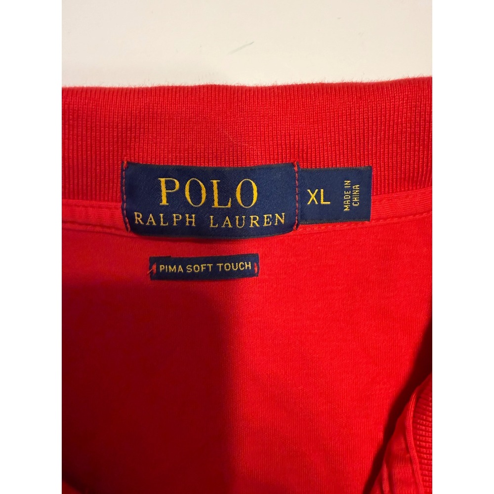 Polo Ralph Lauren Mens XL Red Pima Soft Touch Cotton Short Sleeve Polo Shirt - Picture 2 of 7